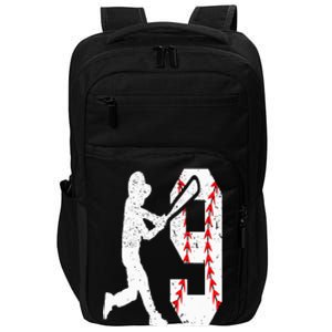 9th Birthday Baseball Big Number Nine 9 Year Old Impact Tech Backpack