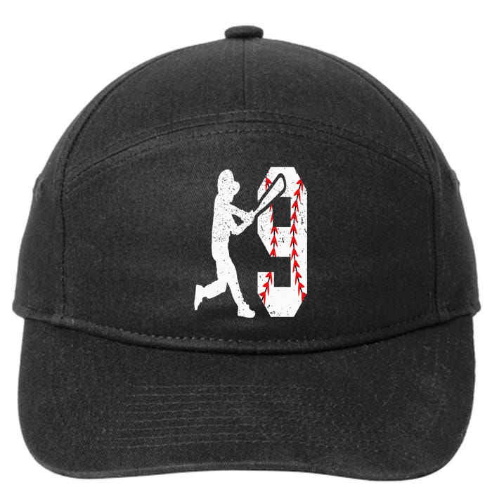 9th Birthday Baseball Big Number Nine 9 Year Old 7-Panel Snapback Hat