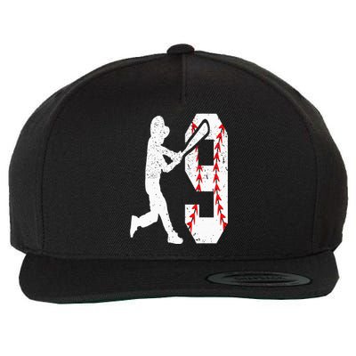 9th Birthday Baseball Big Number Nine 9 Year Old Wool Snapback Cap