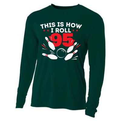 95th Birthday Bowling Lover 95 Years Old Bday Cooling Performance Long Sleeve Crew