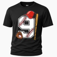 9th Birthday Baseball Big Number Nine 9 Year Old Boy Gir Cooling Performance Crew T-Shirt