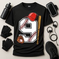 9th Birthday Baseball Big Number Nine 9 Year Old Boy Gir Cooling Performance Crew T-Shirt
