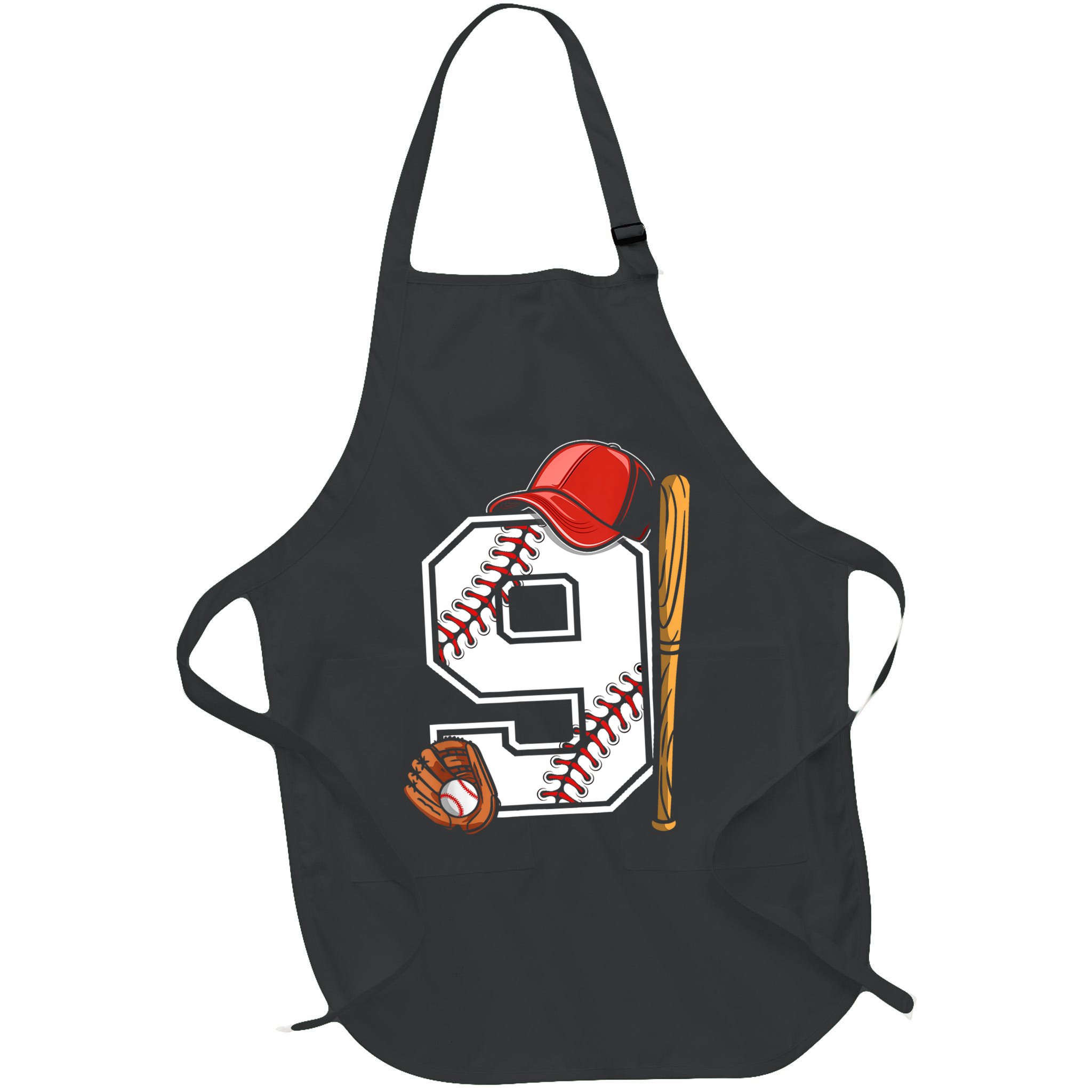 9th Birthday Baseball Big Number Nine 9 Year Old Boy Gir Apron
