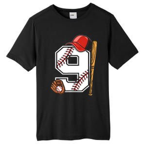 9th Birthday Baseball Big Number Nine 9 Year Old Boy Gir Tall Fusion ChromaSoft Performance T-Shirt