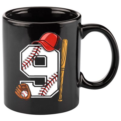 9th Birthday Baseball Big Number Nine 9 Year Old Boy Gir 11oz C Handle Ceramic Mug