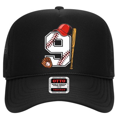 9th Birthday Baseball Big Number Nine 9 Year Old Boy Gir Hat