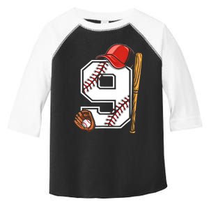 9th Birthday Baseball Big Number Nine 9 Year Old Boy Gir Toddler Fine Jersey T-Shirt