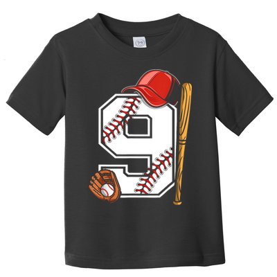 9th Birthday Baseball Big Number Nine 9 Year Old Boy Gir Toddler T-Shirt