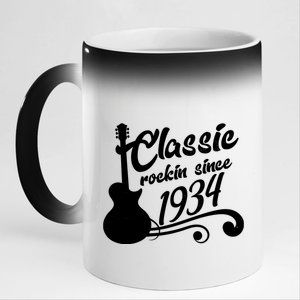 90th Birthday Classic Rockin Since 1934 11oz Black Color Changing Mug