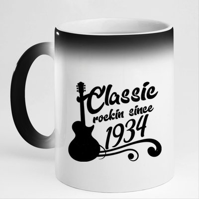 90th Birthday Classic Rockin Since 1934 11oz Black Color Changing Mug