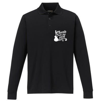 90th Birthday Classic Rockin Since 1934 Performance Long Sleeve Polo