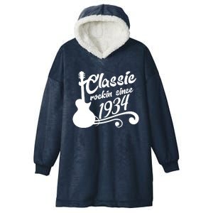 90th Birthday Classic Rockin Since 1934 Hooded Wearable Blanket