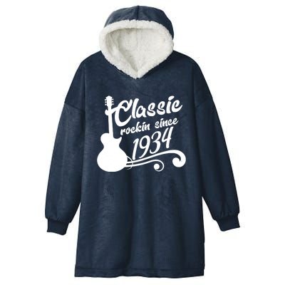 90th Birthday Classic Rockin Since 1934 Hooded Wearable Blanket