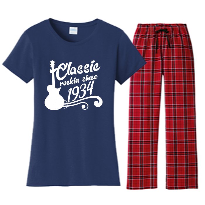 90th Birthday Classic Rockin Since 1934 Women's Flannel Pajama Set