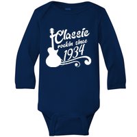 90th Birthday Classic Rockin Since 1934 Baby Long Sleeve Bodysuit