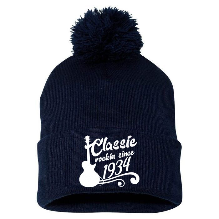 90th Birthday Classic Rockin Since 1934 Pom Pom 12in Knit Beanie