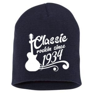 90th Birthday Classic Rockin Since 1934 Short Acrylic Beanie