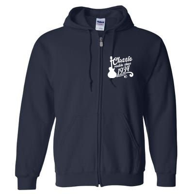 90th Birthday Classic Rockin Since 1934 Full Zip Hoodie