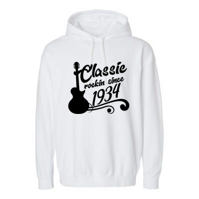 90th Birthday Classic Rockin Since 1934 Garment-Dyed Fleece Hoodie