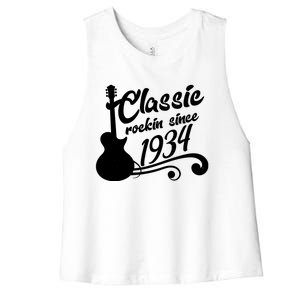 90th Birthday Classic Rockin Since 1934 Women's Racerback Cropped Tank