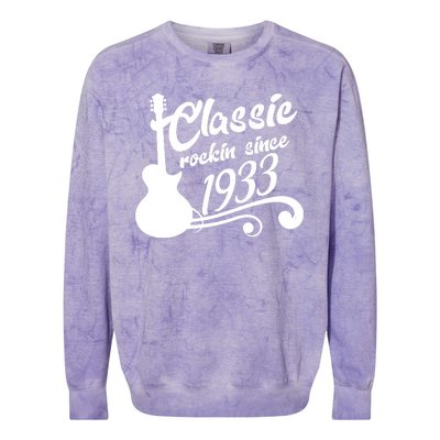 90th Birthday Classic Rockin Since 1933 Colorblast Crewneck Sweatshirt