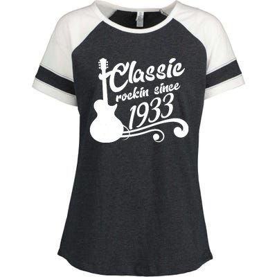 90th Birthday Classic Rockin Since 1933 Enza Ladies Jersey Colorblock Tee