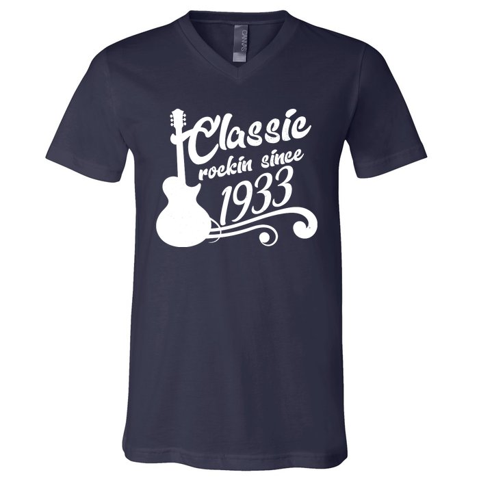 90th Birthday Classic Rockin Since 1933 V-Neck T-Shirt