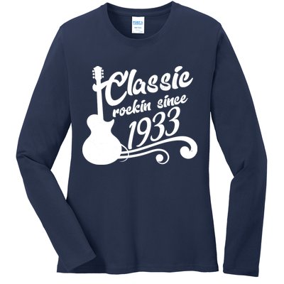 90th Birthday Classic Rockin Since 1933 Ladies Long Sleeve Shirt