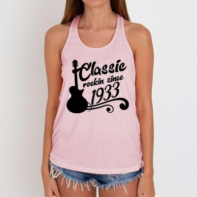 90th Birthday Classic Rockin Since 1933 Women's Knotted Racerback Tank