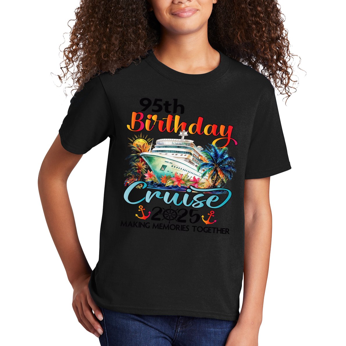 95th Birthday Cruise 2025 Family Cruise Vacation Birthday Kids T-Shirt