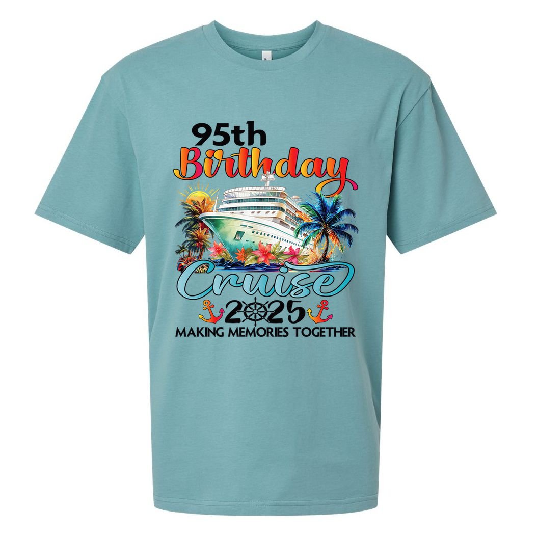 95th Birthday Cruise 2025 Family Cruise Vacation Birthday Sueded Cloud Jersey T-Shirt