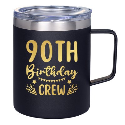 90th Birthday Crew 90 Party Crew Group Friends BDay 12oz Stainless Steel Coffee Mug