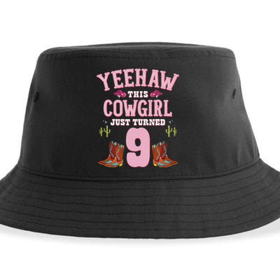 9th Birthday Cowgirl YEEHAW Western Themed Birthday Sustainable Bucket Hat