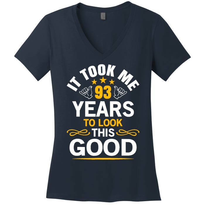 93th Birthday design Took Me 93 Years Old Birthday Women's V-Neck T-Shirt