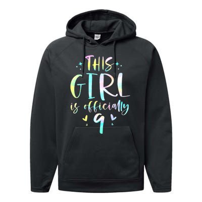 9th Birthday For Girls 9 Years Old Being Awesome Gift Performance Fleece Hoodie