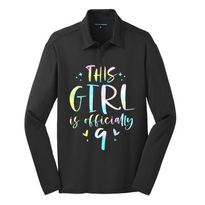 9th Birthday For Girls 9 Years Old Being Awesome Gift Silk Touch Performance Long Sleeve Polo