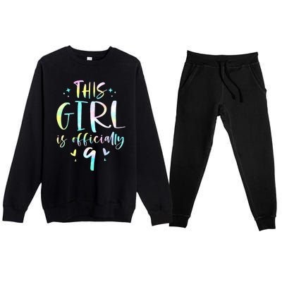 9th Birthday For Girls 9 Years Old Being Awesome Gift Premium Crewneck Sweatsuit Set