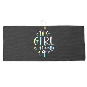 9th Birthday For Girls 9 Years Old Being Awesome Gift Large Microfiber Waffle Golf Towel