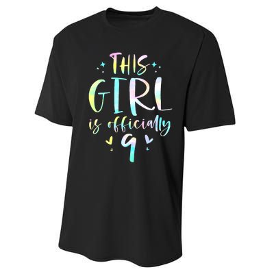 9th Birthday For Girls 9 Years Old Being Awesome Gift Performance Sprint T-Shirt