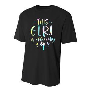 9th Birthday For Girls 9 Years Old Being Awesome Gift Youth Performance Sprint T-Shirt