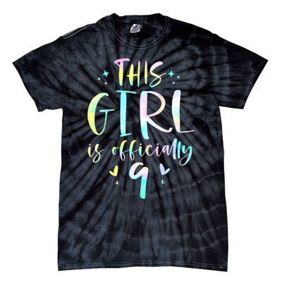 9th Birthday For Girls 9 Years Old Being Awesome Gift Tie-Dye T-Shirt