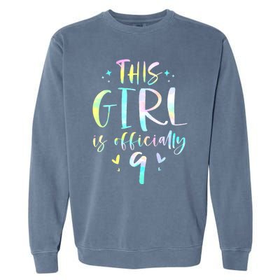 9th Birthday For Girls 9 Years Old Being Awesome Gift Garment-Dyed Sweatshirt