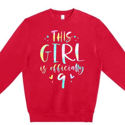 9th Birthday For Girls 9 Years Old Being Awesome Gift Premium Crewneck Sweatshirt