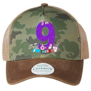 9th Birthday For Little Girl Makeup 9 Birthday 9Years Old Legacy Tie Dye Trucker Hat