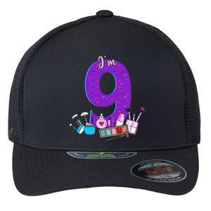 9th Birthday For Little Girl Makeup 9 Birthday 9Years Old Flexfit Unipanel Trucker Cap