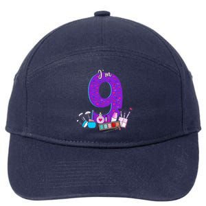 9th Birthday For Little Girl Makeup 9 Birthday 9Years Old 7-Panel Snapback Hat