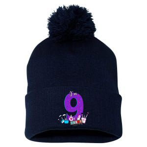 9th Birthday For Little Girl Makeup 9 Birthday 9Years Old Pom Pom 12in Knit Beanie