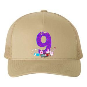 9th Birthday For Little Girl Makeup 9 Birthday 9Years Old Yupoong Adult 5-Panel Trucker Hat