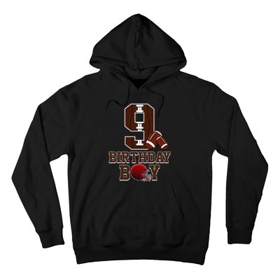 9th Birthday Football Lover Theme 9 Years Old Gift Hoodie