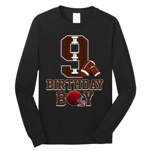 9th Birthday Football Lover Theme 9 Years Old Gift Long Sleeve Shirt